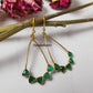 Green Onyx Dangle Earrings | Handmade Gold Plated Natural Gemstone