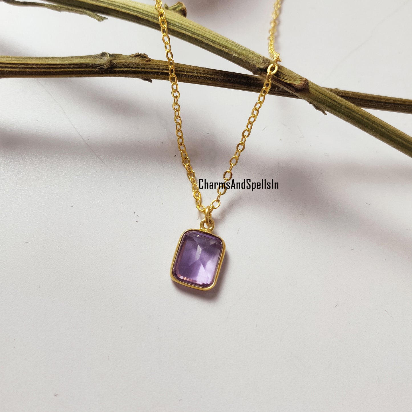 Beautiful Purple Amethyst Gemstone Necklace, February Birthstone Jewelry, Natural Amethyst Wedding Necklace, Handmade Jewelry, Gift or Her