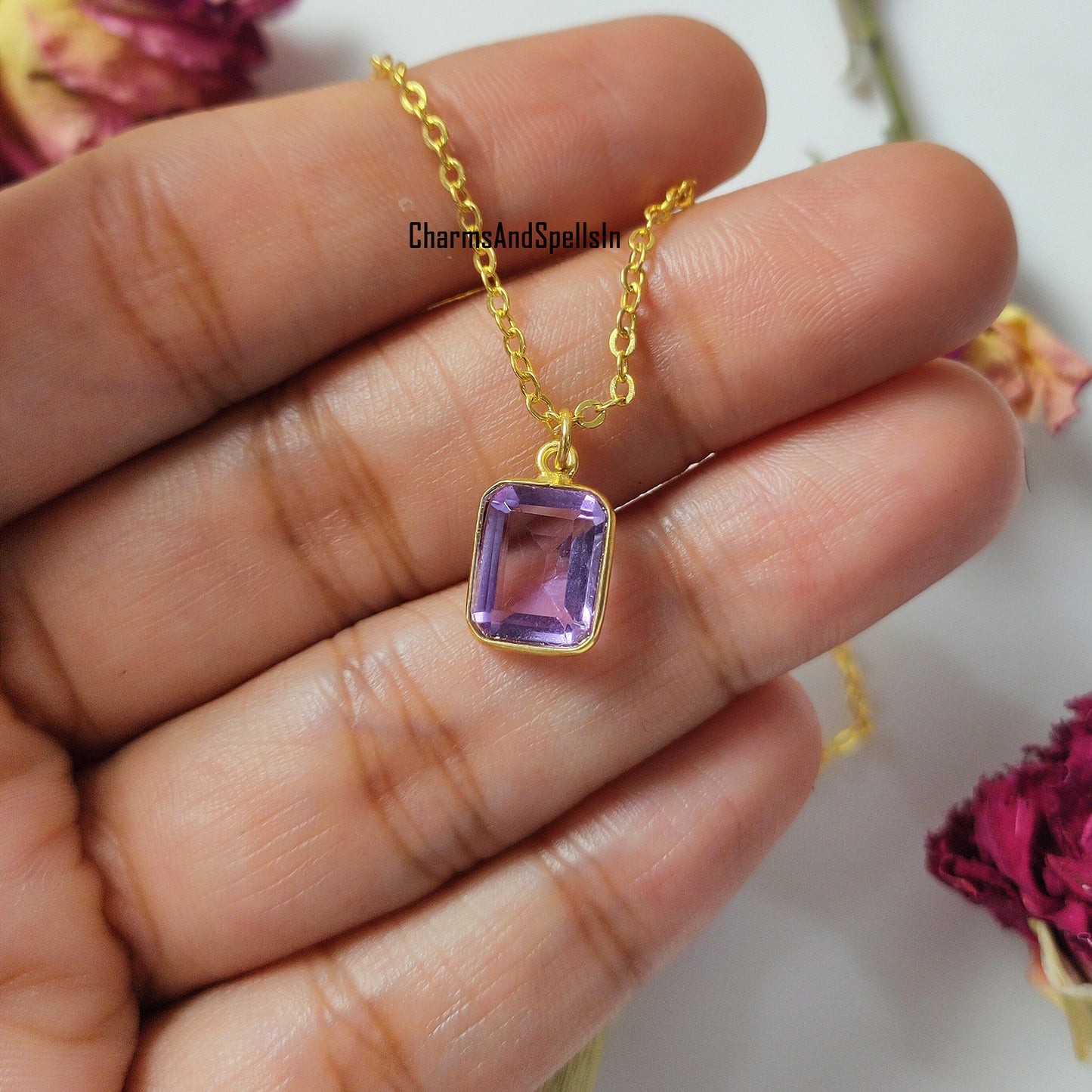 Beautiful Purple Amethyst Gemstone Necklace, February Birthstone Jewelry, Natural Amethyst Wedding Necklace, Handmade Jewelry, Gift or Her