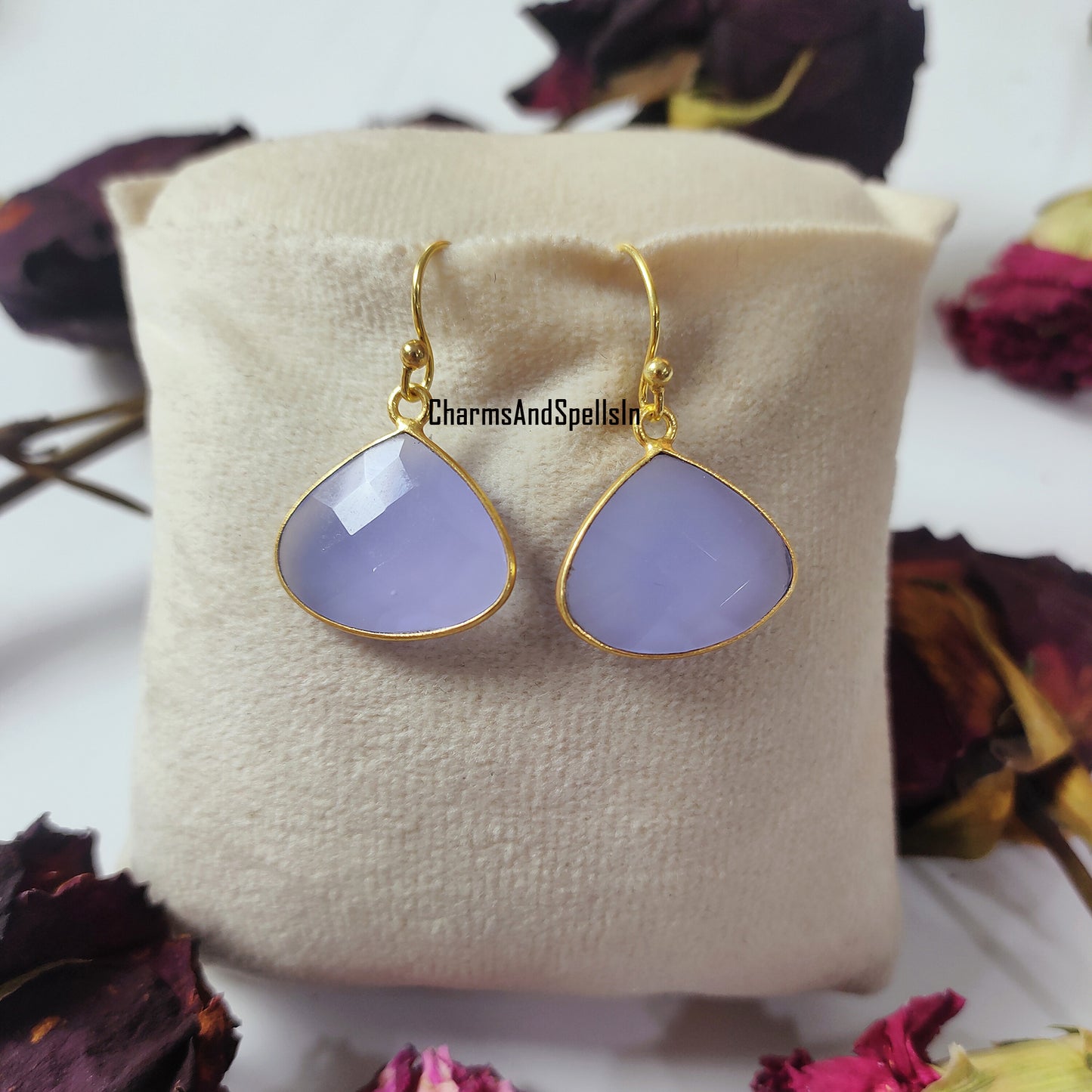 Beautiful Blue Chalcedony Handmade Earring, 14K Gold Plated Earring, Chalcedony Earring, Dangle Earring, Blue Gemstone Jewelry, Gift For Her