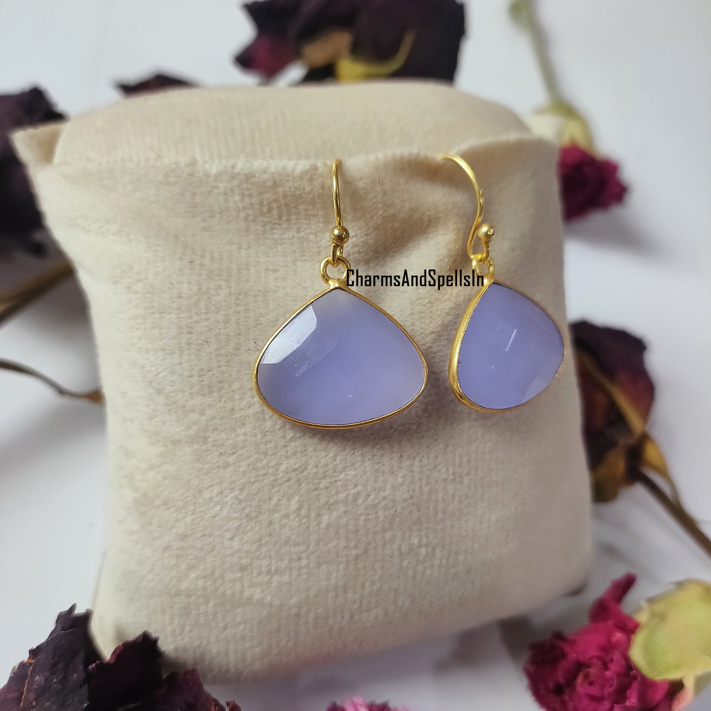 Beautiful Blue Chalcedony Handmade Earring, 14K Gold Plated Earring, Chalcedony Earring, Dangle Earring, Blue Gemstone Jewelry, Gift For Her