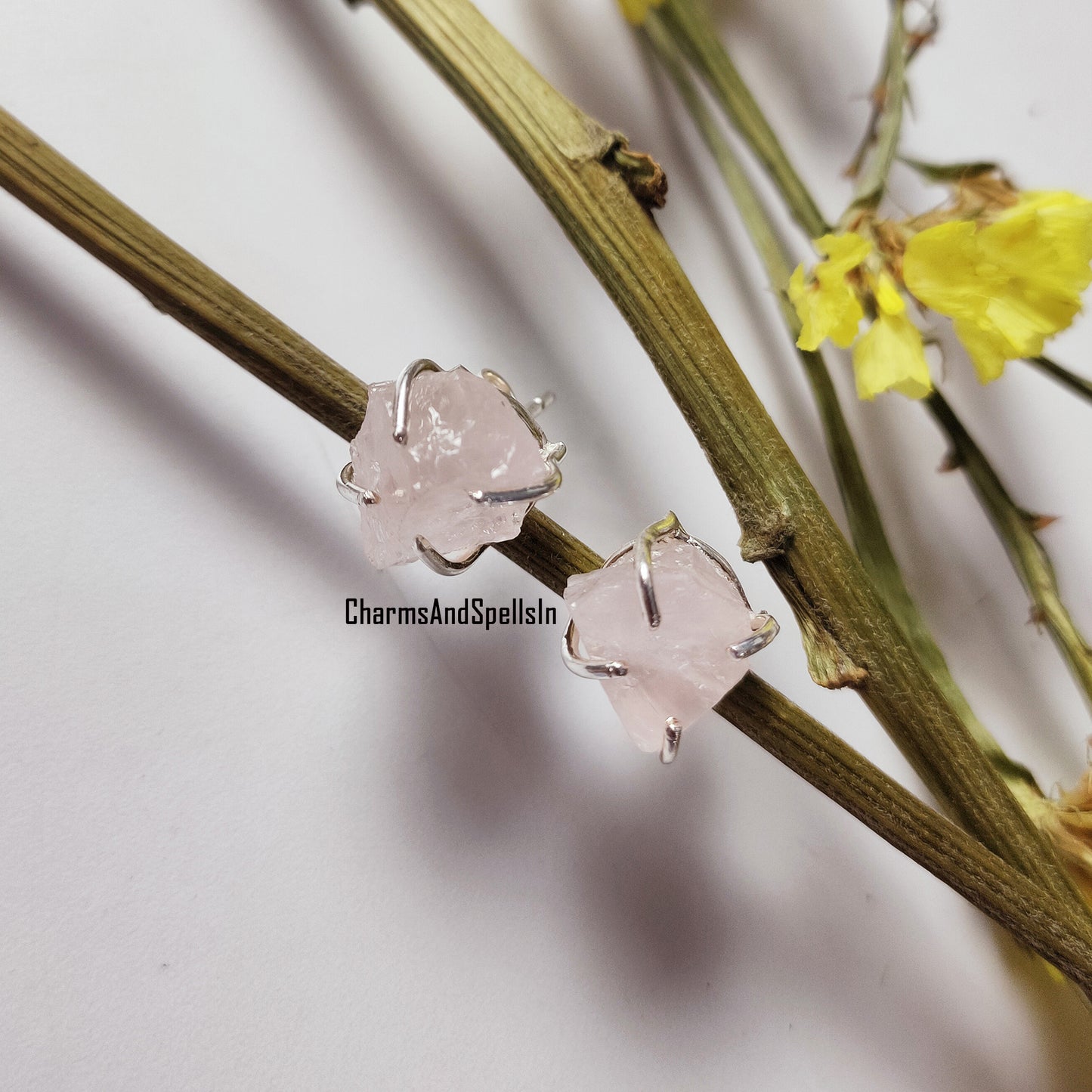 Genuine Raw Rose Quartz Stud Earring, Healing Quartz Earring, Post Earring, Pink Rose Quartz Gemstone Earring, Birthday Gift, Gift For Her