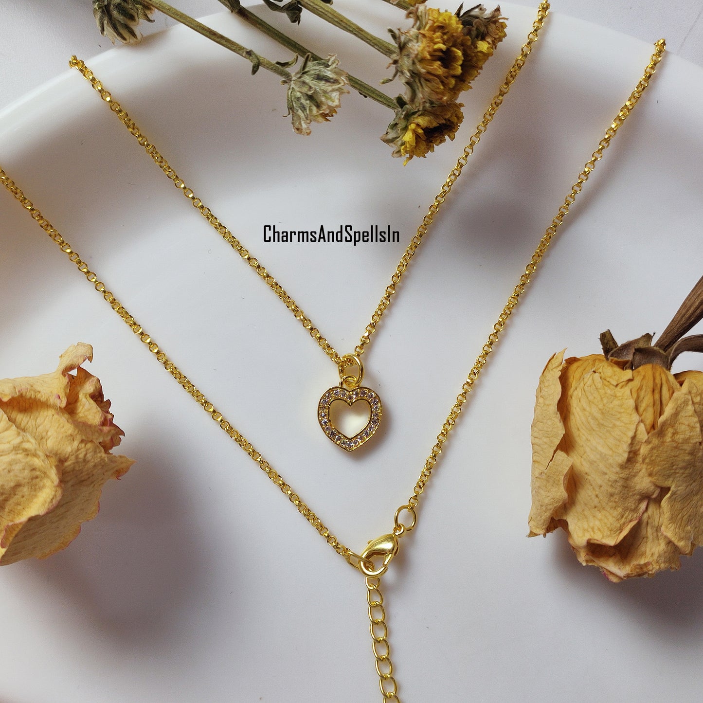 Cubic Zirconia Heart Necklace, 14k Gold Plated Necklace, Cubic Zirconia Jewelry, Bridesmaid Necklace, Gift For Her, Woman Necklace, Gift