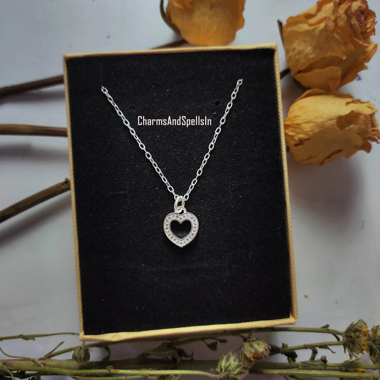 Cubic Zirconia Necklace, Dainty Heart Necklace, Handmade Jewelry, Love Necklace for Girlfriend, CZ Necklace, Heart Pendant Necklace, Gift