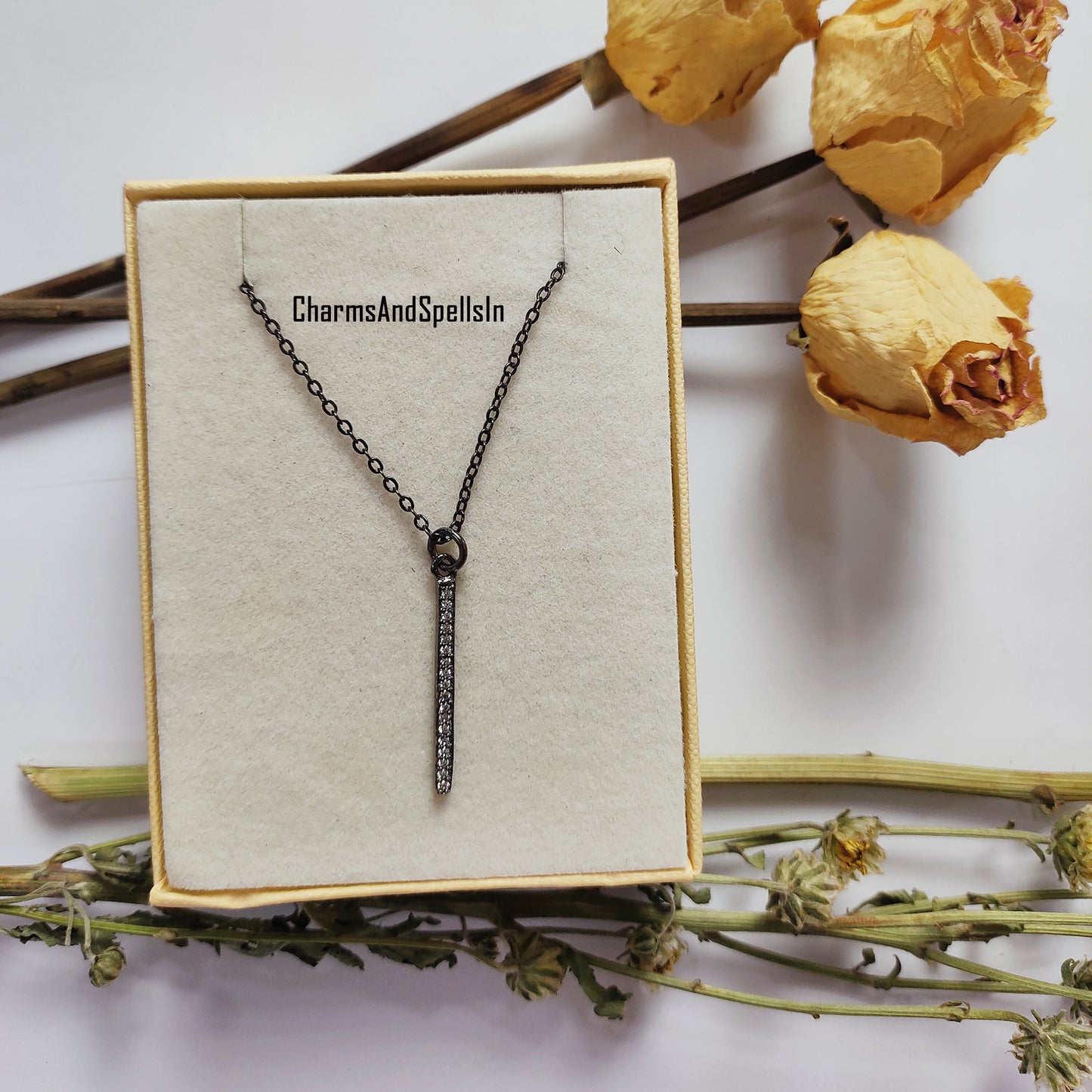 CZ Bar Pendant Necklace, Beautiful Zirconia Charm, Handmade Necklace, Woman Necklace, Cubic Zirconia Wedding Jewelry, Gift For Her,Gift Idea