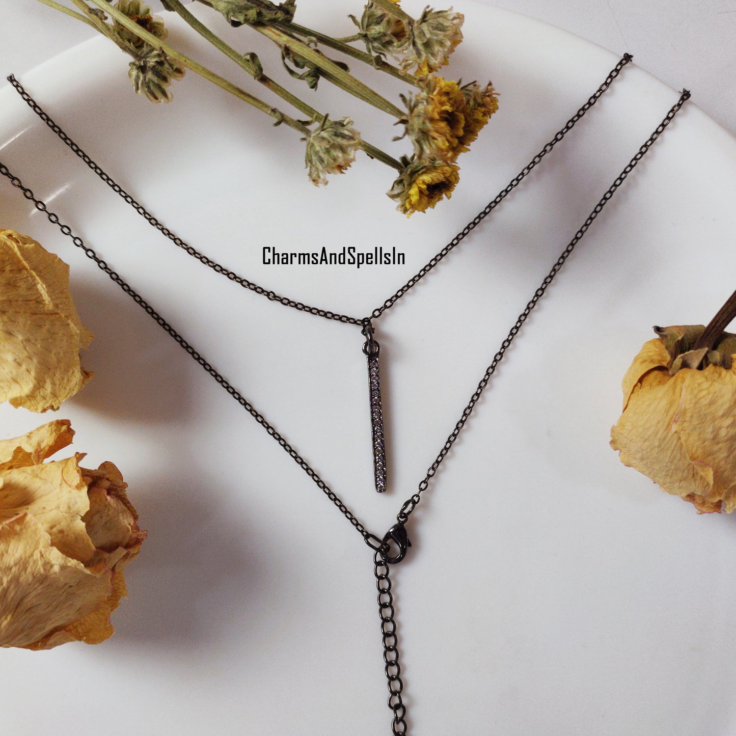 CZ Bar Pendant Necklace, Beautiful Zirconia Charm, Handmade Necklace, Woman Necklace, Cubic Zirconia Wedding Jewelry, Gift For Her,Gift Idea