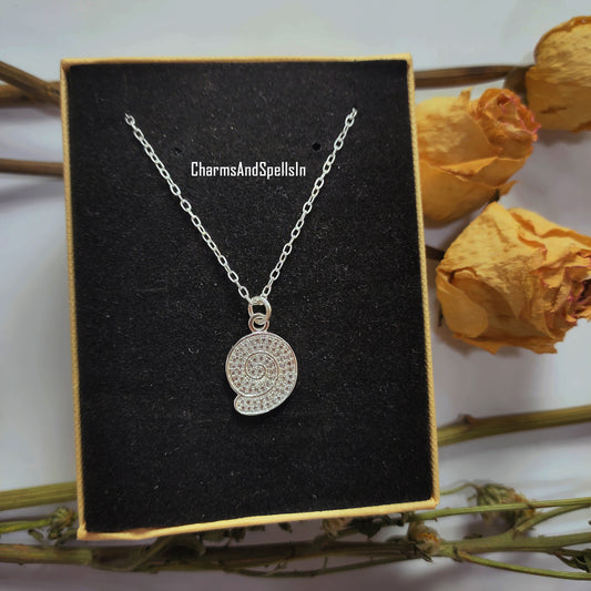 Beautiful Cubic Zirconia Shell Pendant Necklace, 925 Silver Plated Necklace, Handmade CZ Charm Necklace, Unique Beach Necklace, Gift For Her