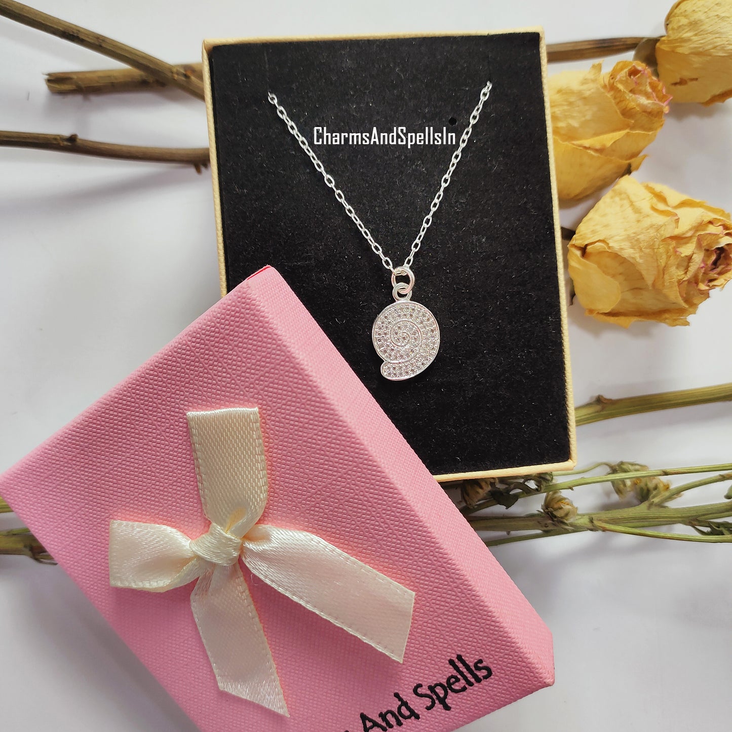 Beautiful Cubic Zirconia Shell Pendant Necklace, 925 Silver Plated Necklace, Handmade CZ Charm Necklace, Unique Beach Necklace, Gift For Her