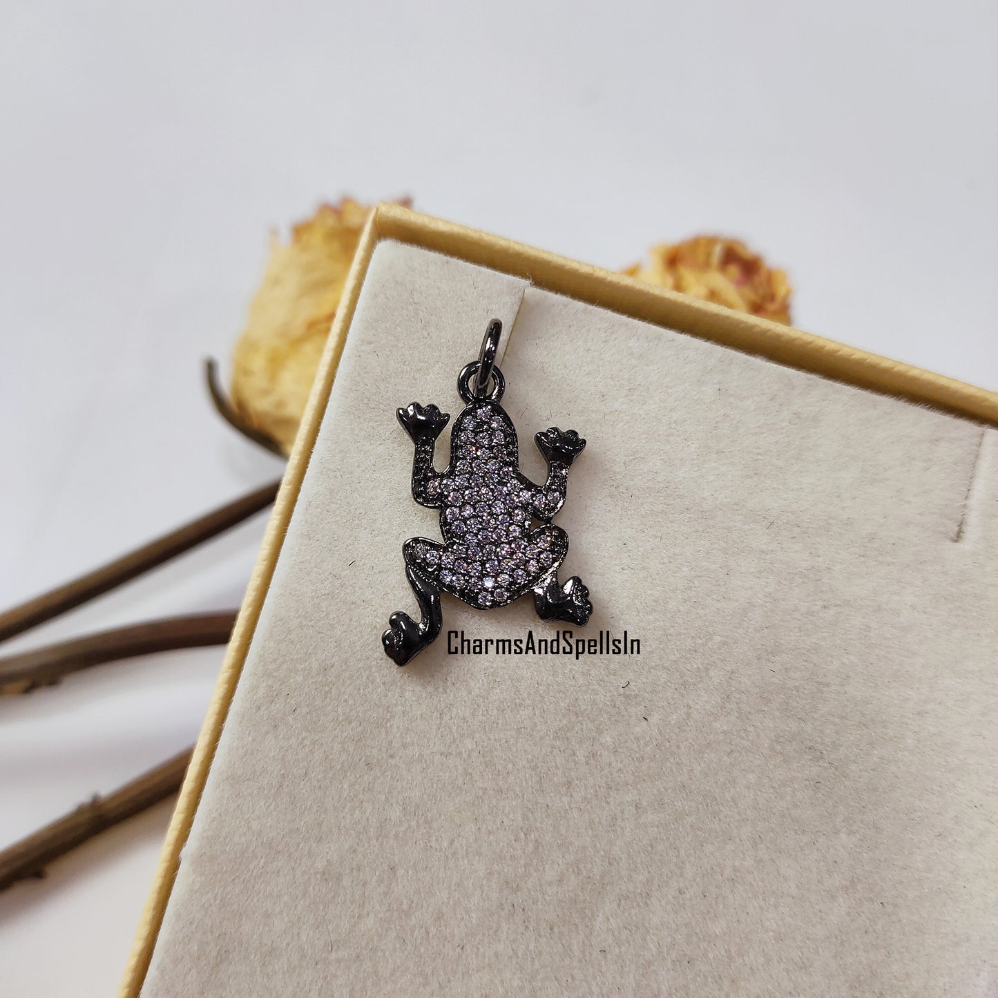 Cubic Zirconia Frog Necklace, Handmade Charm, Diamond Frog Charm Pendant Necklace, Lovely Birthday Gift, Frog Lover Gift, Summer Jewelry