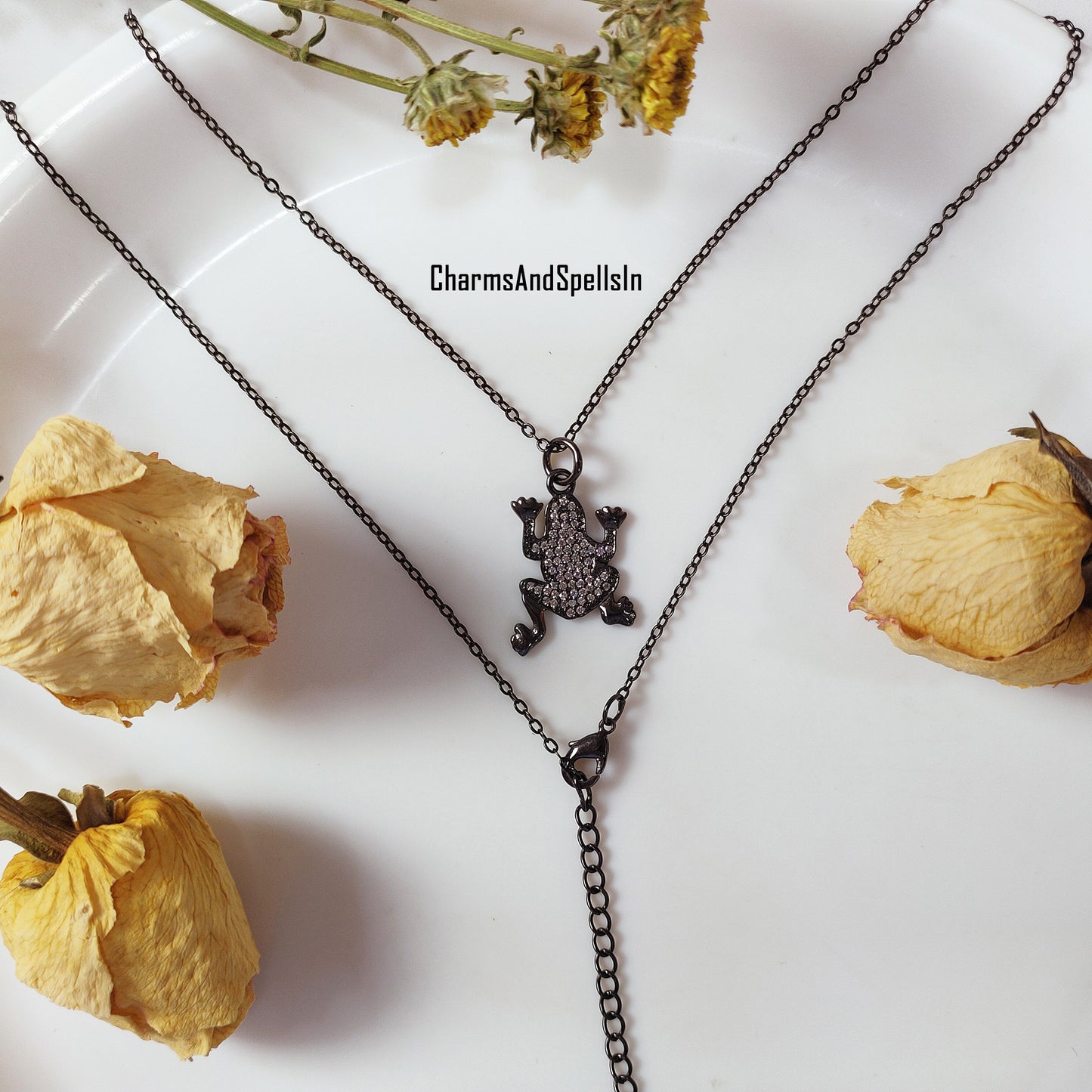 Cubic Zirconia Frog Necklace, Handmade Charm, Diamond Frog Charm Pendant Necklace, Lovely Birthday Gift, Frog Lover Gift, Summer Jewelry