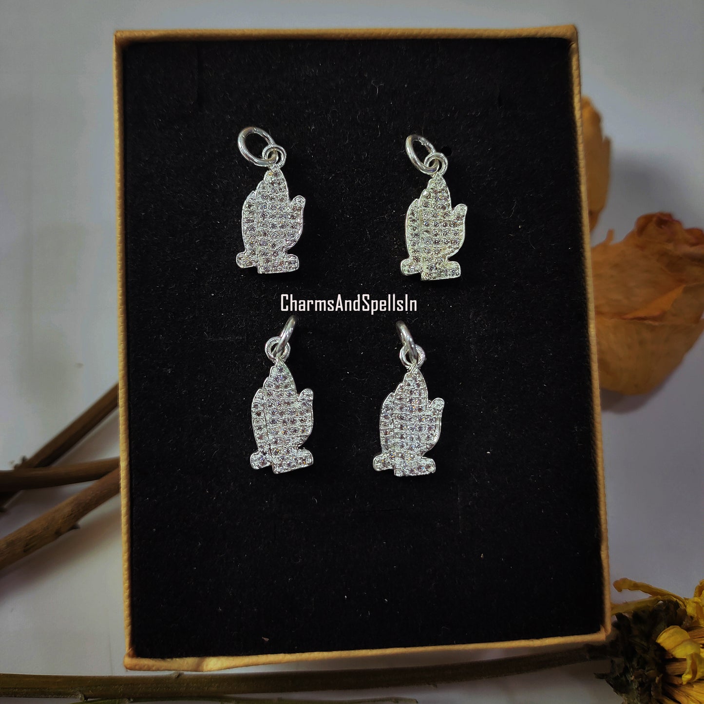 Beautiful Cubic Zirconia Hand Charm Necklace, 925 Silver Plated Necklace, Bohemian Jewelry, CZ Hand Pendant, Unique Birthday Gift For Wife