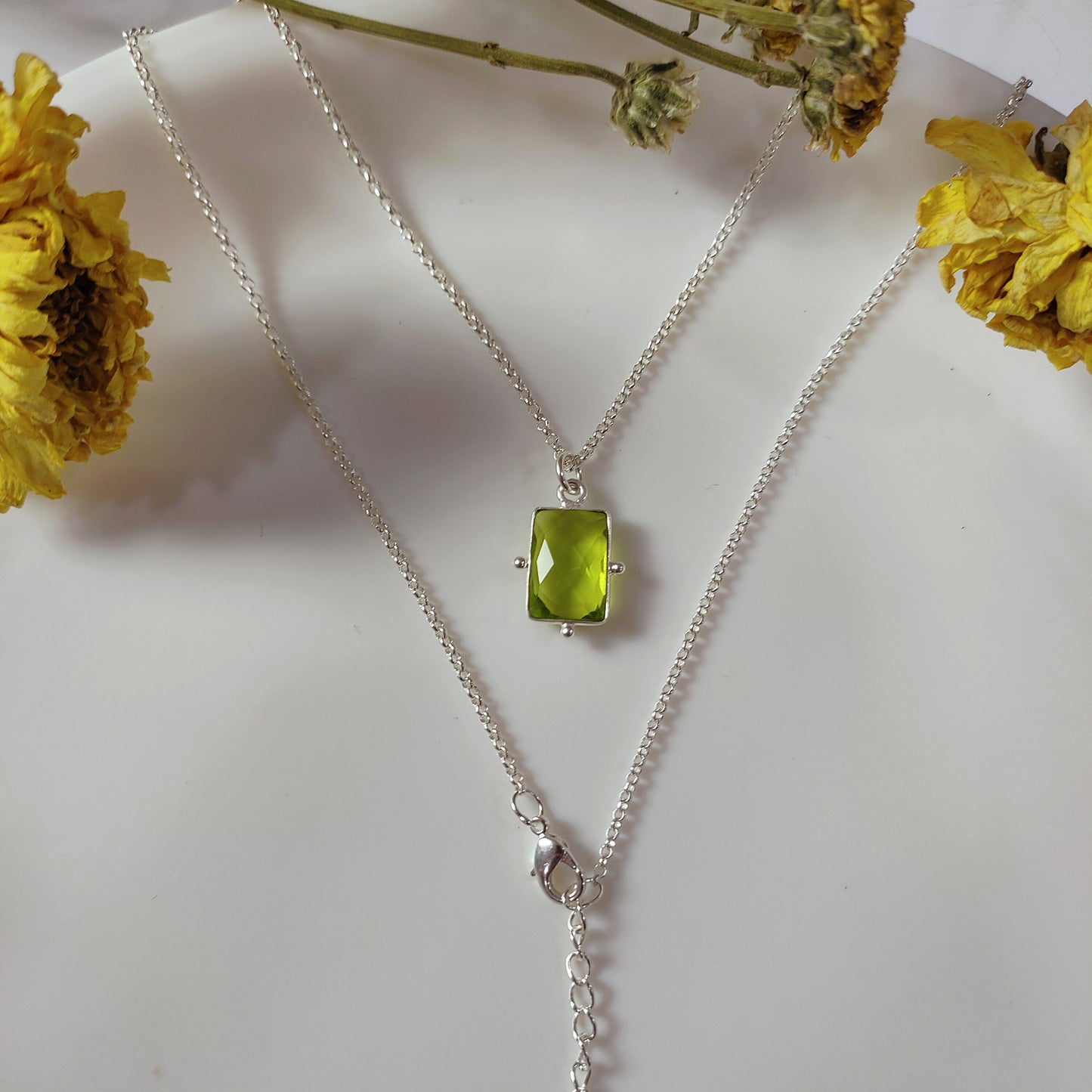 Beautiful Green Peridot Necklace, Boho Jewelry, August Birthstone Necklace, Handmade Jewelry, Peridot Pendant,Bridesmaid Gift for Girlfriend