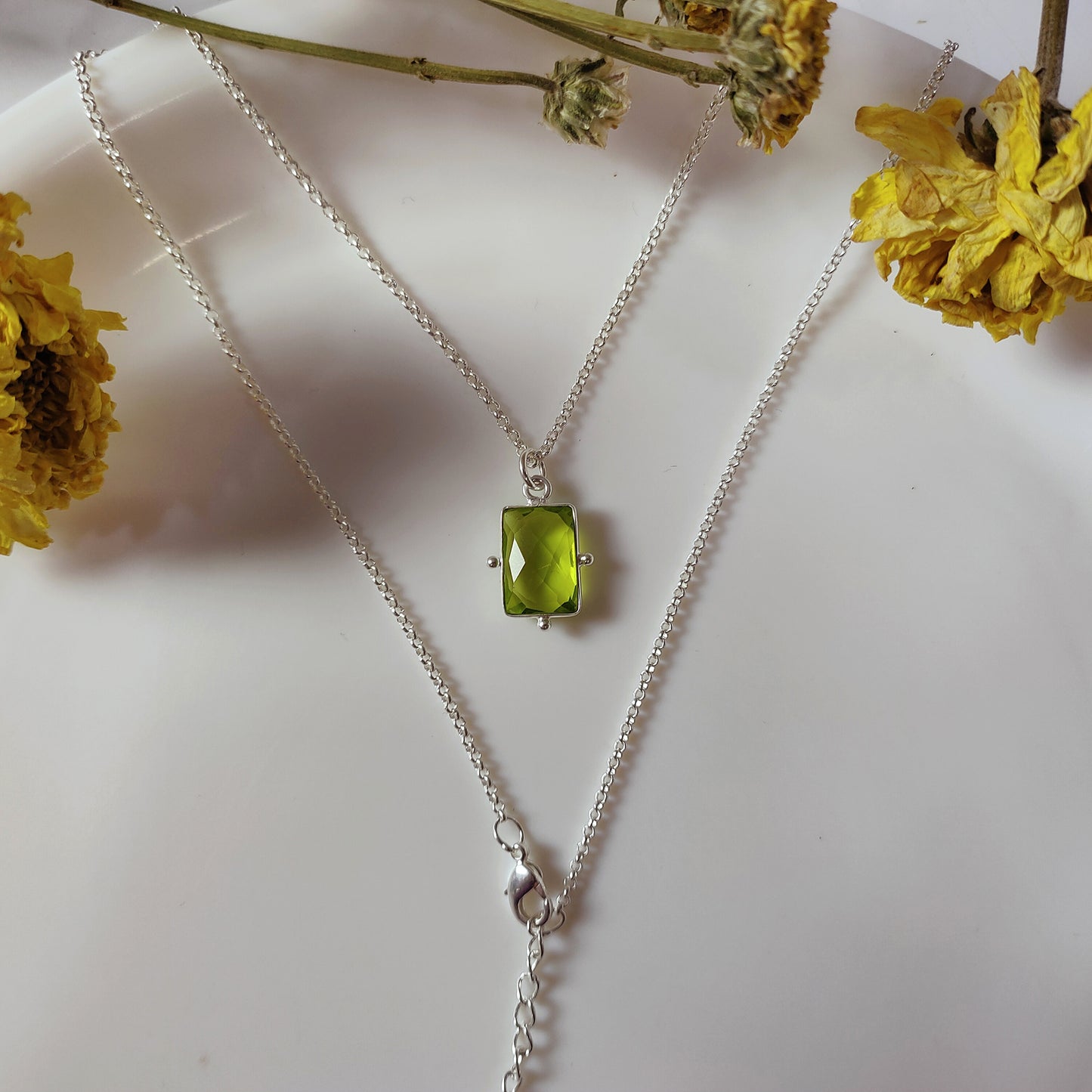 Beautiful Green Peridot Necklace, Boho Jewelry, August Birthstone Necklace, Handmade Jewelry, Peridot Pendant,Bridesmaid Gift for Girlfriend