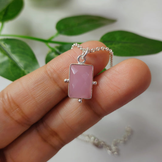 Amazing Pink Chalcedony Charm Necklace, Handmade Jewelry, October Birthstone Pendant, Unique Gift For Bridal, Pink Gemstone Necklace, Gift