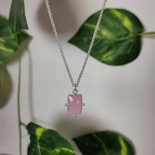 Amazing Pink Chalcedony Charm Necklace, Handmade Jewelry, October Birthstone Pendant, Unique Gift For Bridal, Pink Gemstone Necklace, Gift