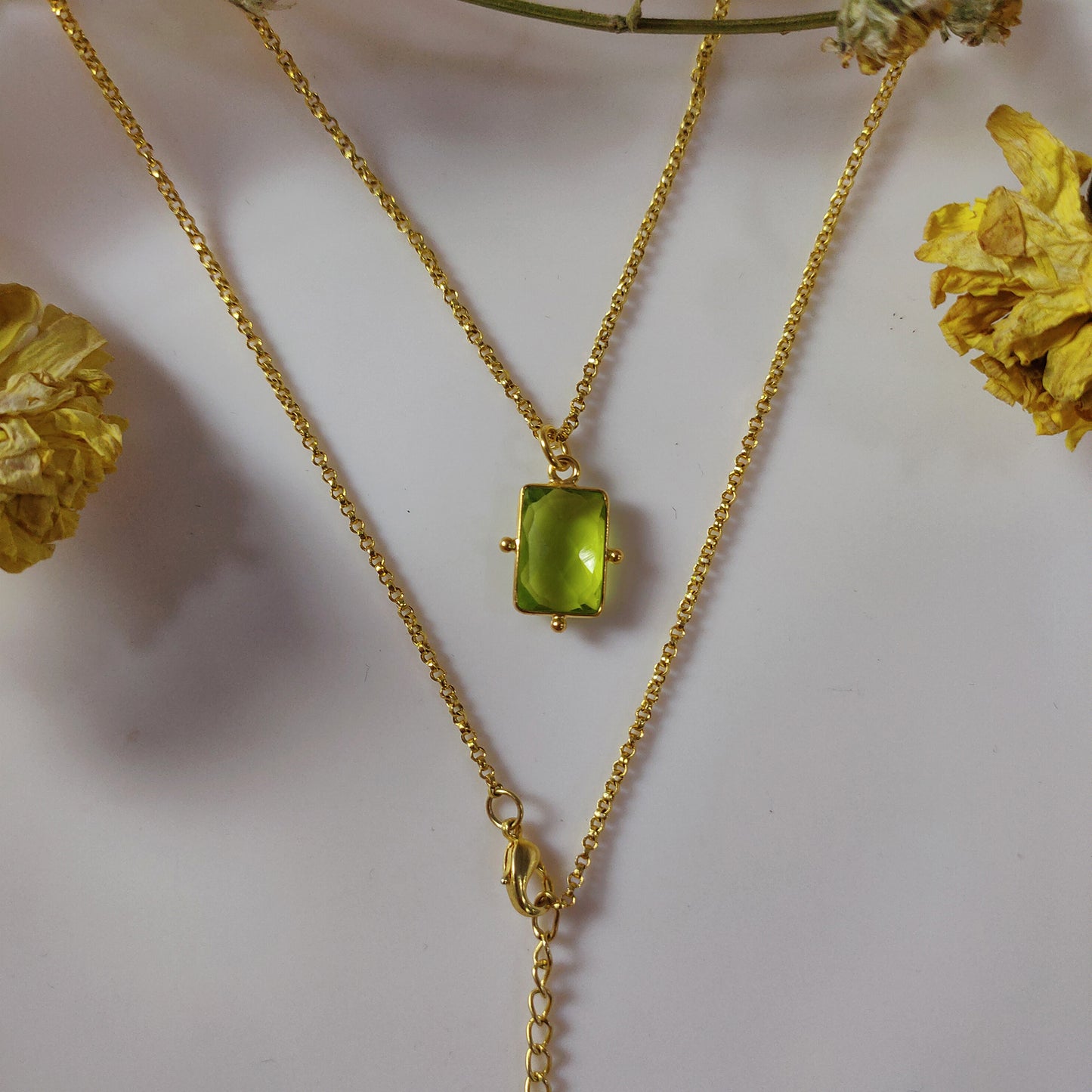 Peridot Crystal Charm Necklace, August Birthstone Jewelry, Handmade Green Gemstone Pendant Necklace, Unique Wedding Necklace, Gift For Gf