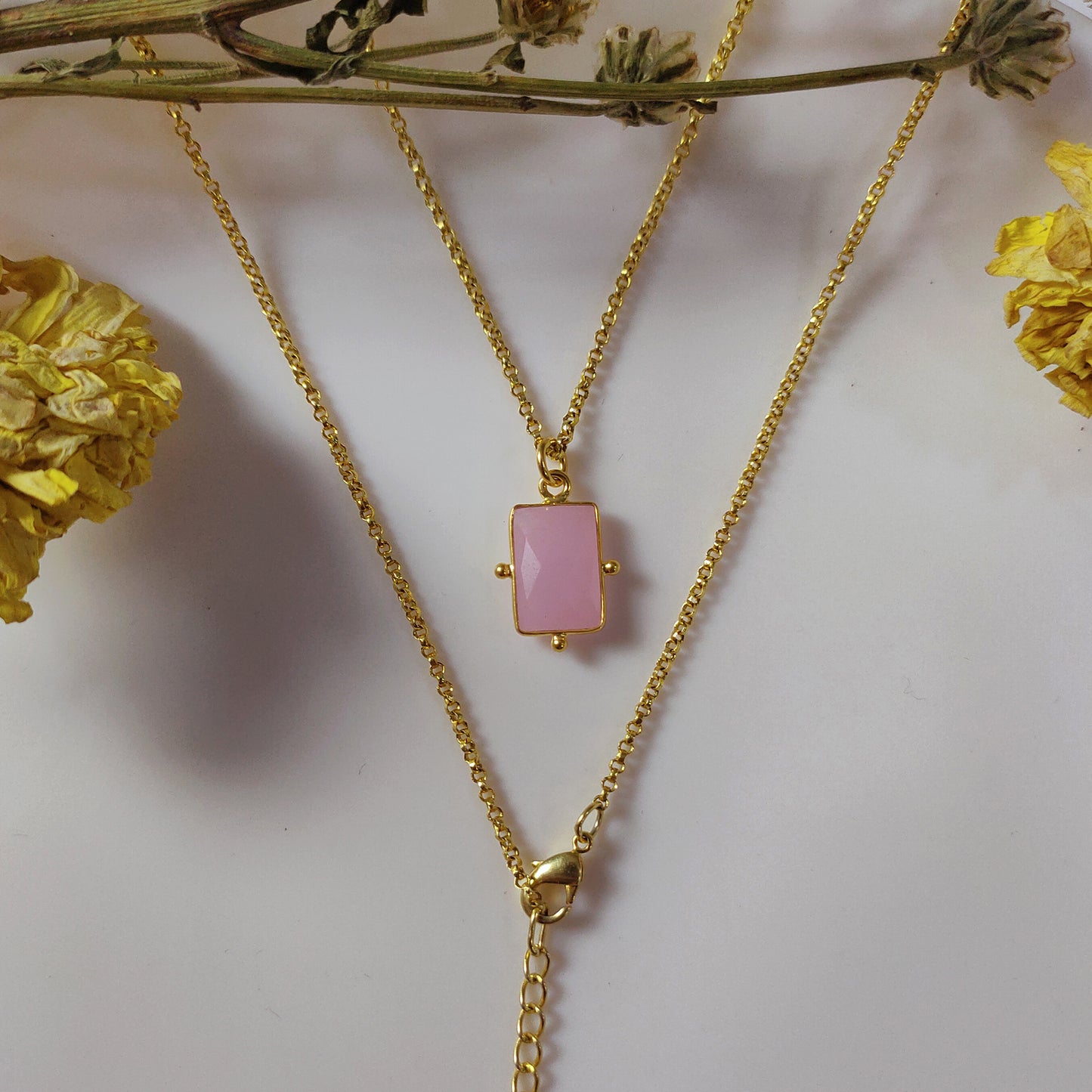 Natural Pink Chalcedony Pendant Necklace, Chalcedony Jewelry, Pink Gemstone Necklace, October Birthstone Jewelry, Bridal Necklace, Gift idea