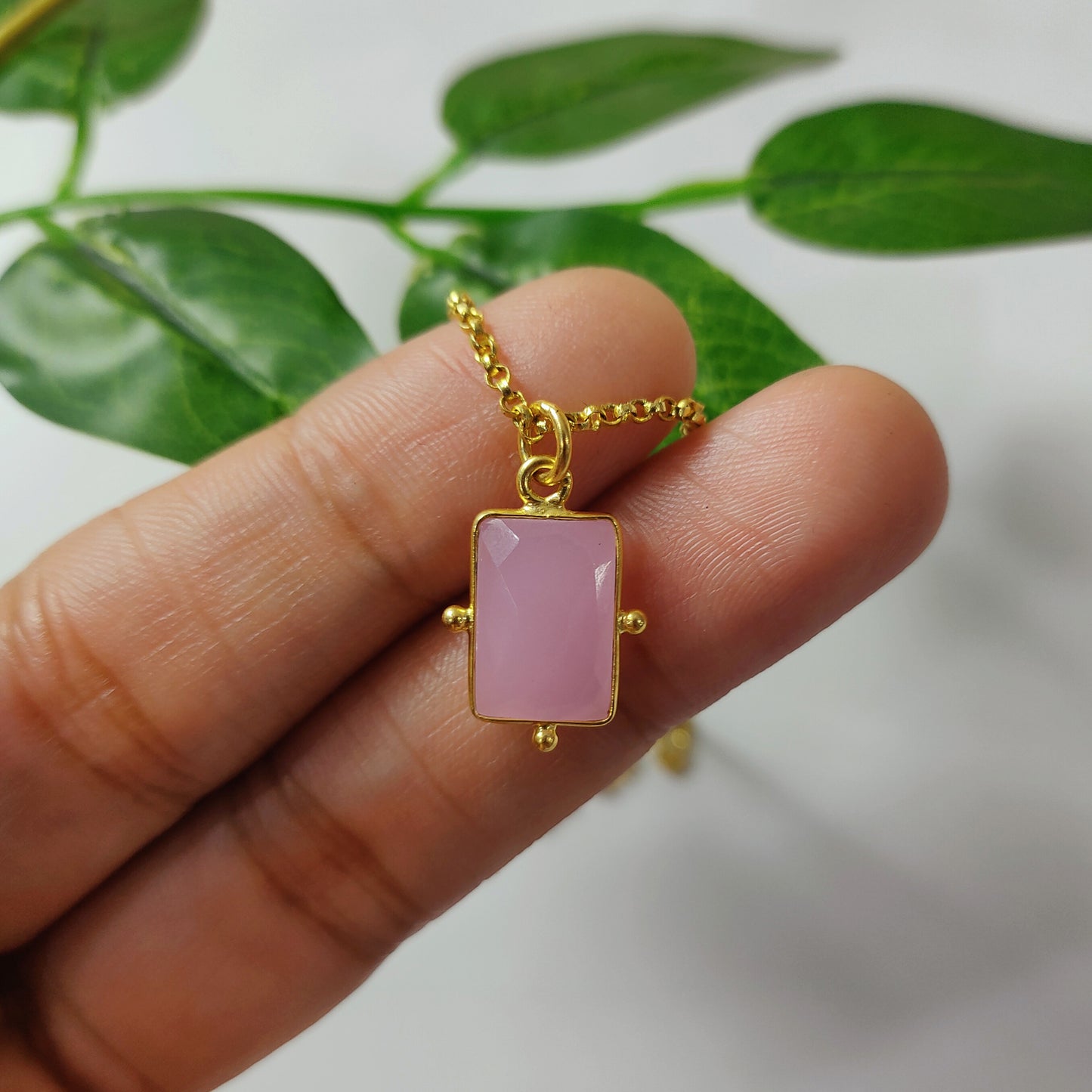 Natural Pink Chalcedony Pendant Necklace, Chalcedony Jewelry, Pink Gemstone Necklace, October Birthstone Jewelry, Bridal Necklace, Gift idea