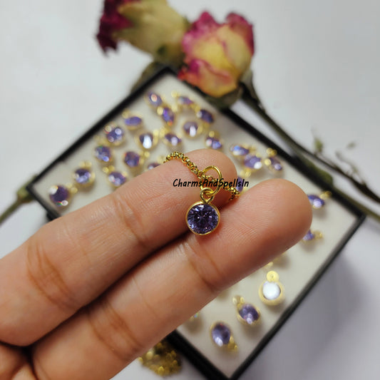 Tanzanite Necklace, Hydro Tanzanite Color Charm With Chain, Handmade jewelry, Cubic Zirconia Necklace, Wedding Gift, Woman Necklace, Gift