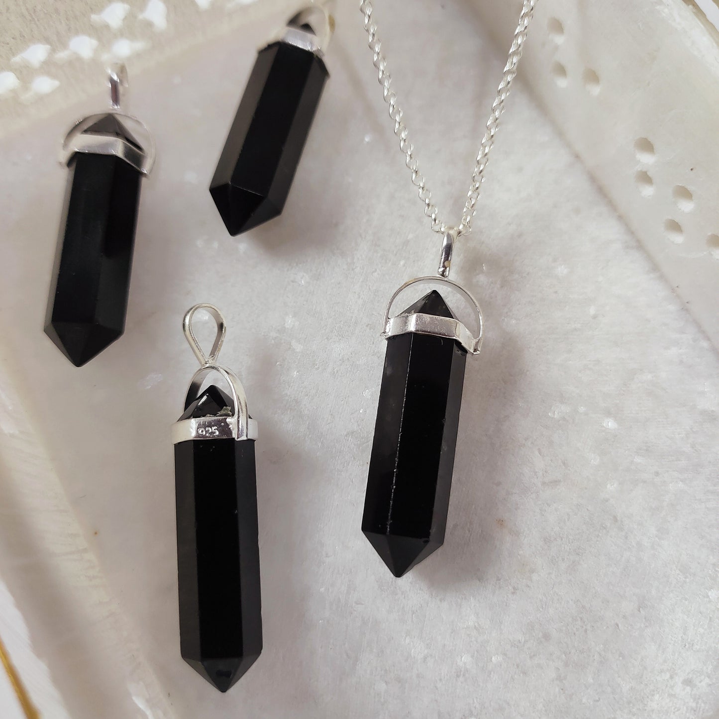 Black Onyx Necklace, Black Onyx Point Pendant Necklace, 925 Sterling Silver Charm, Onyx Handmade Jewelry, Healing Gemstone, Woman Necklace