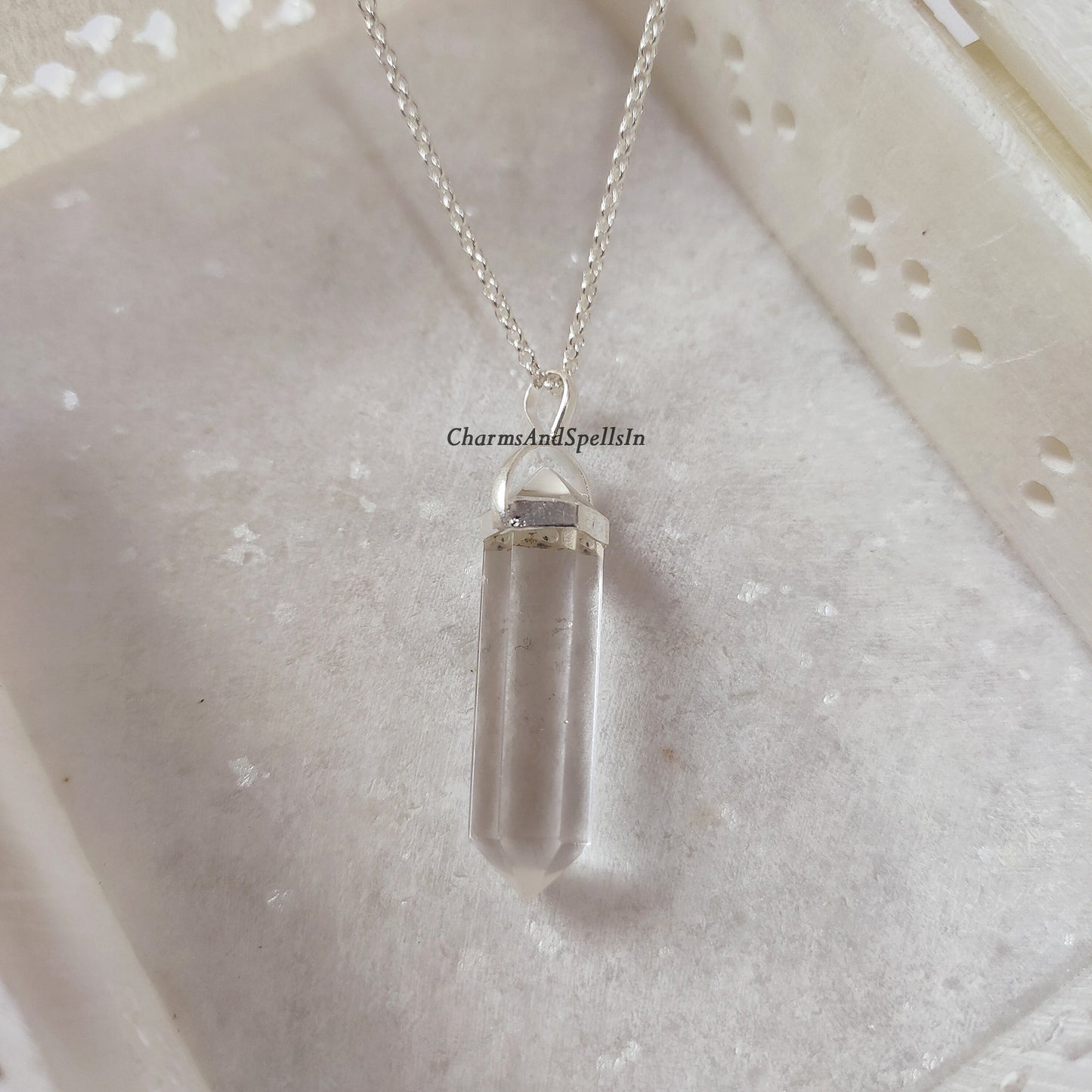 Clear Quartz Double Terminated Pendants Necklace, 925 Sterling Silver Pendant, Healing Quartz Jewelry, Bridal Necklace, Gift For Her, Gift