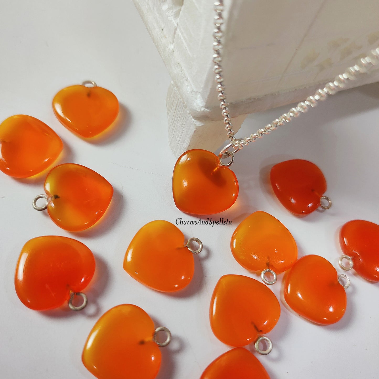 Natural Carnelian Heart Necklace, Heart Shape Necklace, Handmade Jewelry, Carnelian Gemstone Charm Necklace, Wedding Gift, Gift For Bridal