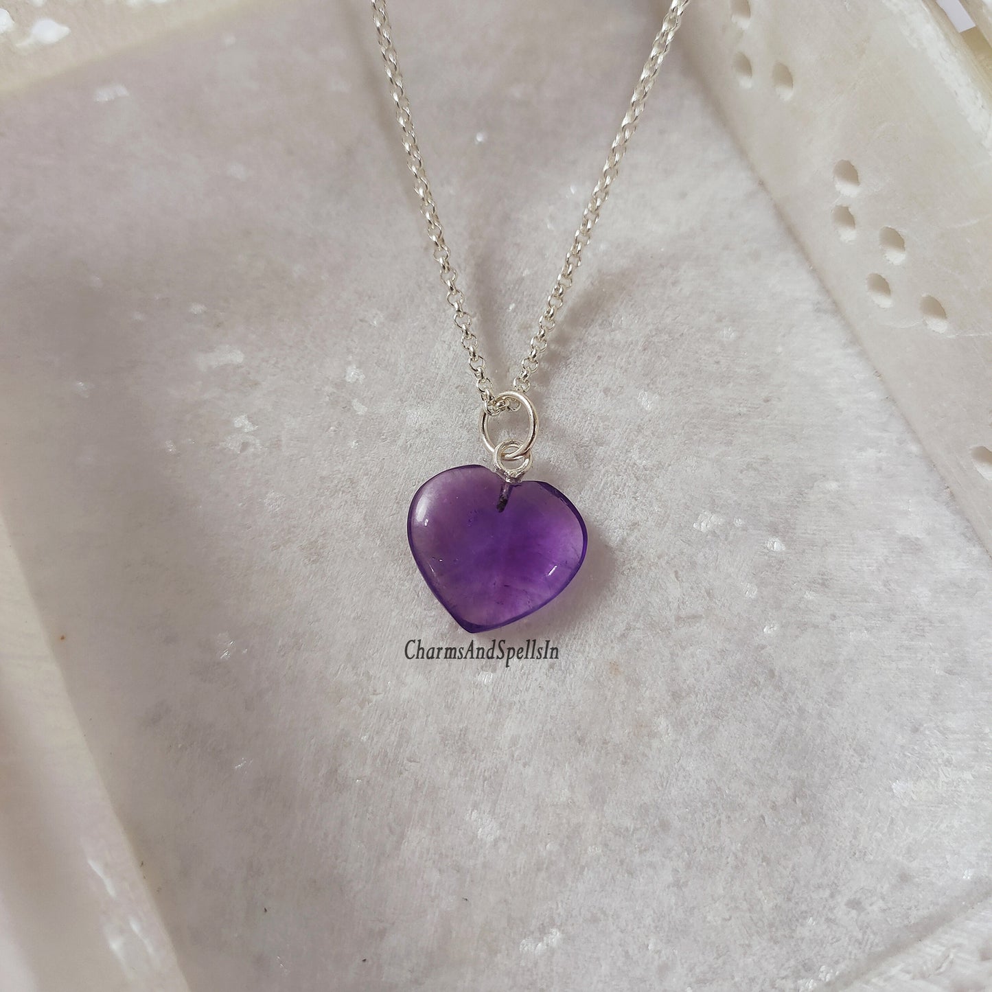 Purple Amethyst Heart Necklace, Unique Amethyst Heart, February Birthstone Jewelry, Boho Necklace, Natural Gemstone, Anniversary Gift Idea