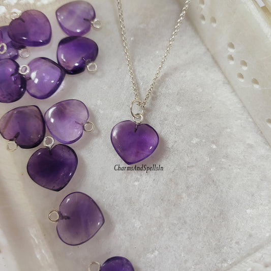 Purple Amethyst Heart Necklace, Unique Amethyst Heart, February Birthstone Jewelry, Boho Necklace, Natural Gemstone, Anniversary Gift Idea