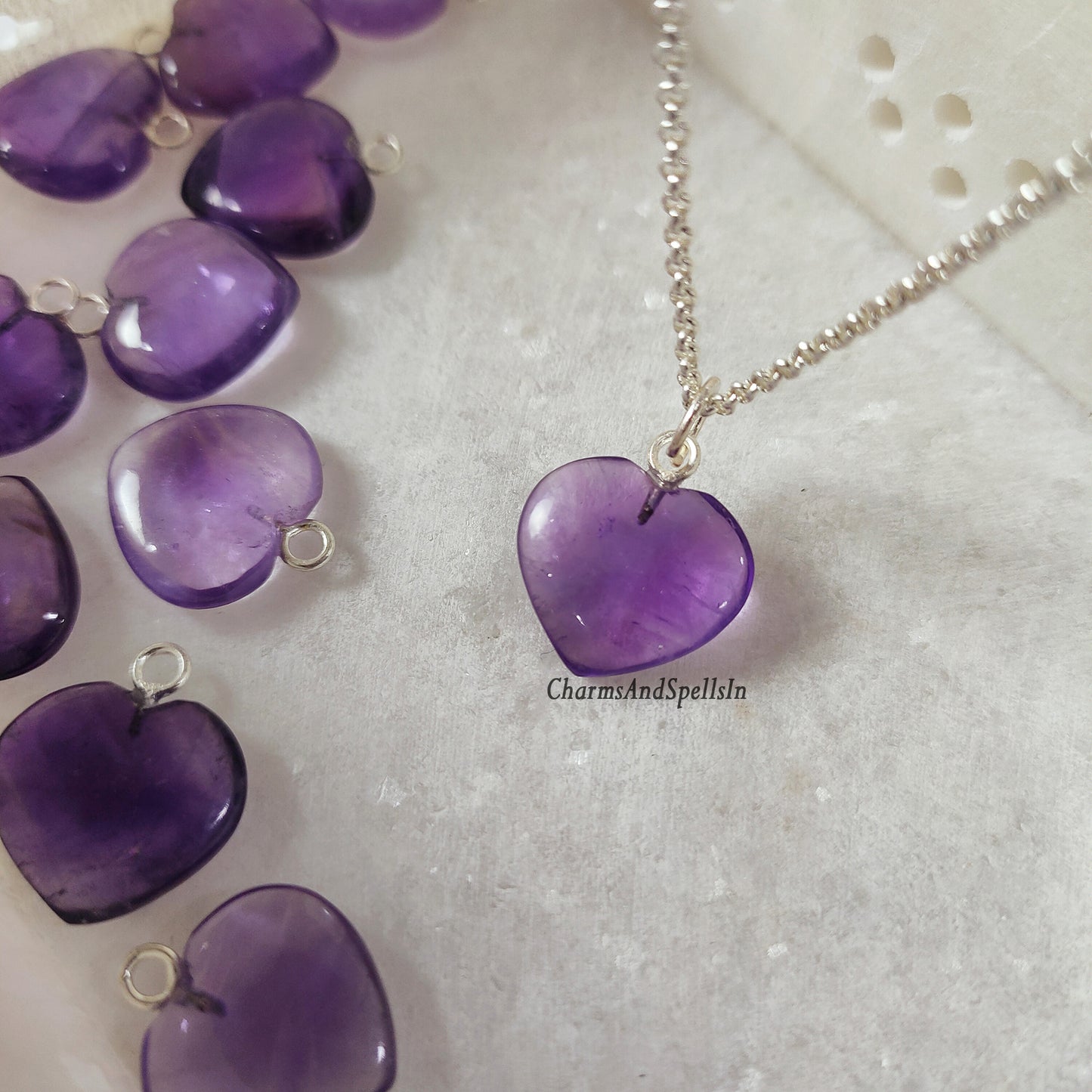 Purple Amethyst Heart Necklace, Unique Amethyst Heart, February Birthstone Jewelry, Boho Necklace, Natural Gemstone, Anniversary Gift Idea