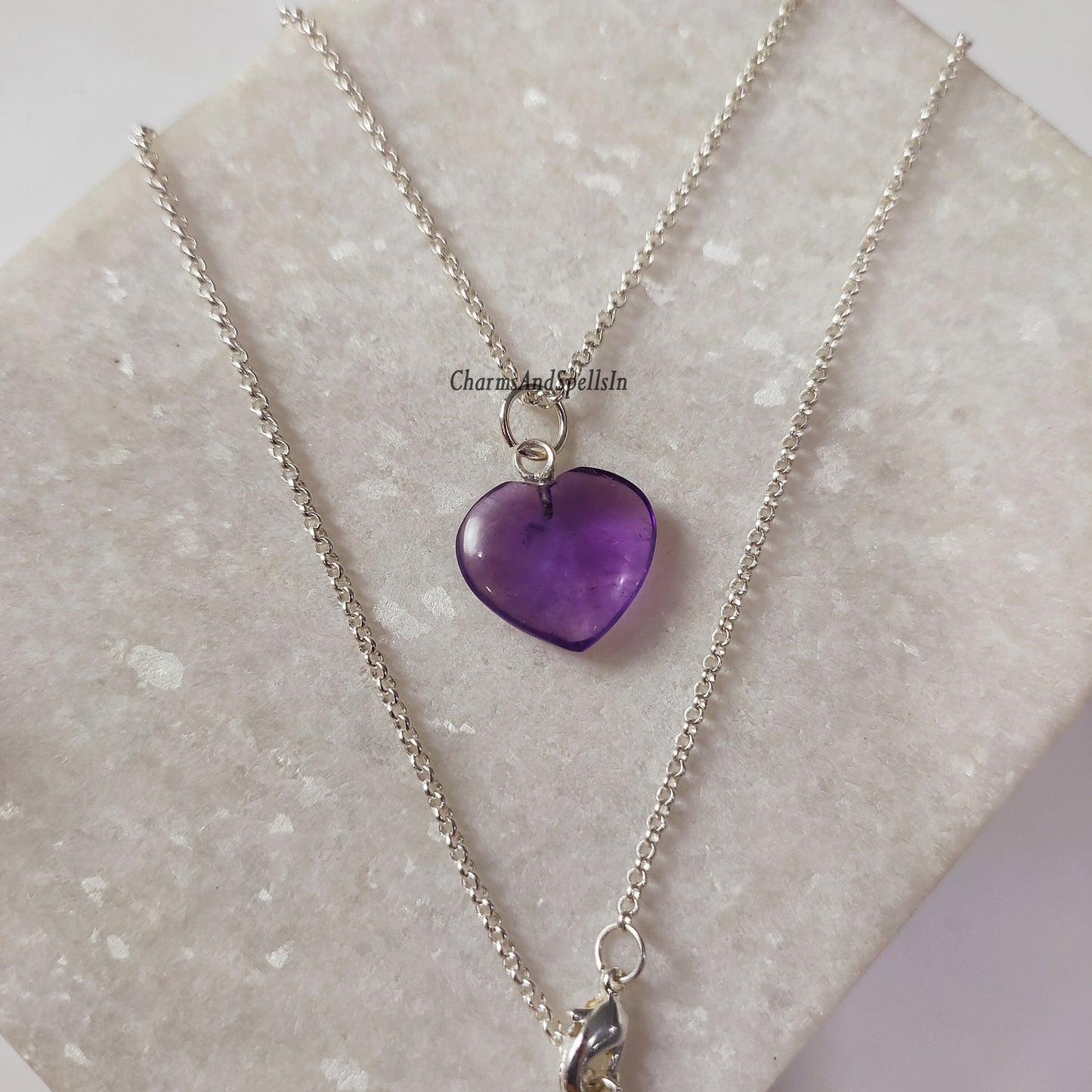 Purple Amethyst Heart Necklace, Unique Amethyst Heart, February Birthstone Jewelry, Boho Necklace, Natural Gemstone, Anniversary Gift Idea