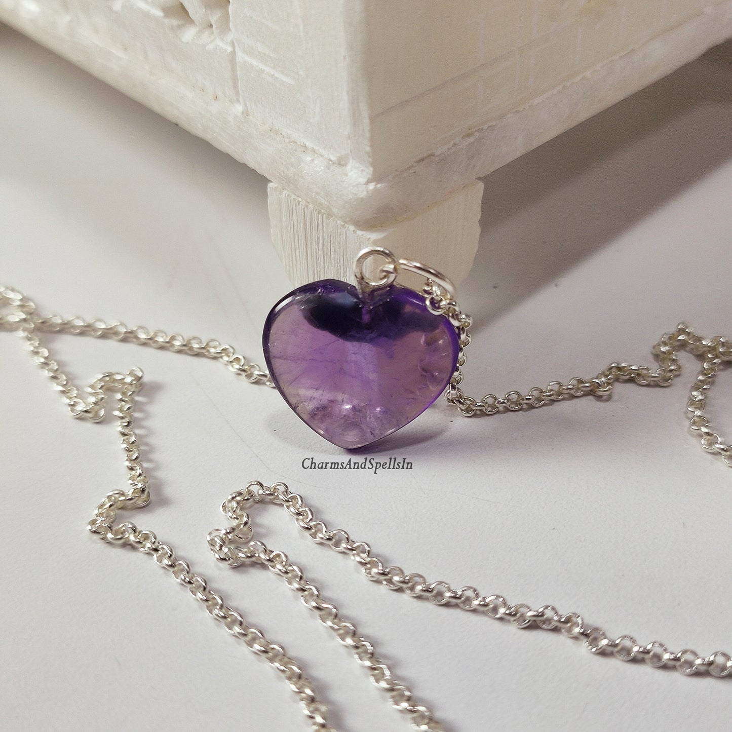 Purple Amethyst Heart Necklace, Unique Amethyst Heart, February Birthstone Jewelry, Boho Necklace, Natural Gemstone, Anniversary Gift Idea