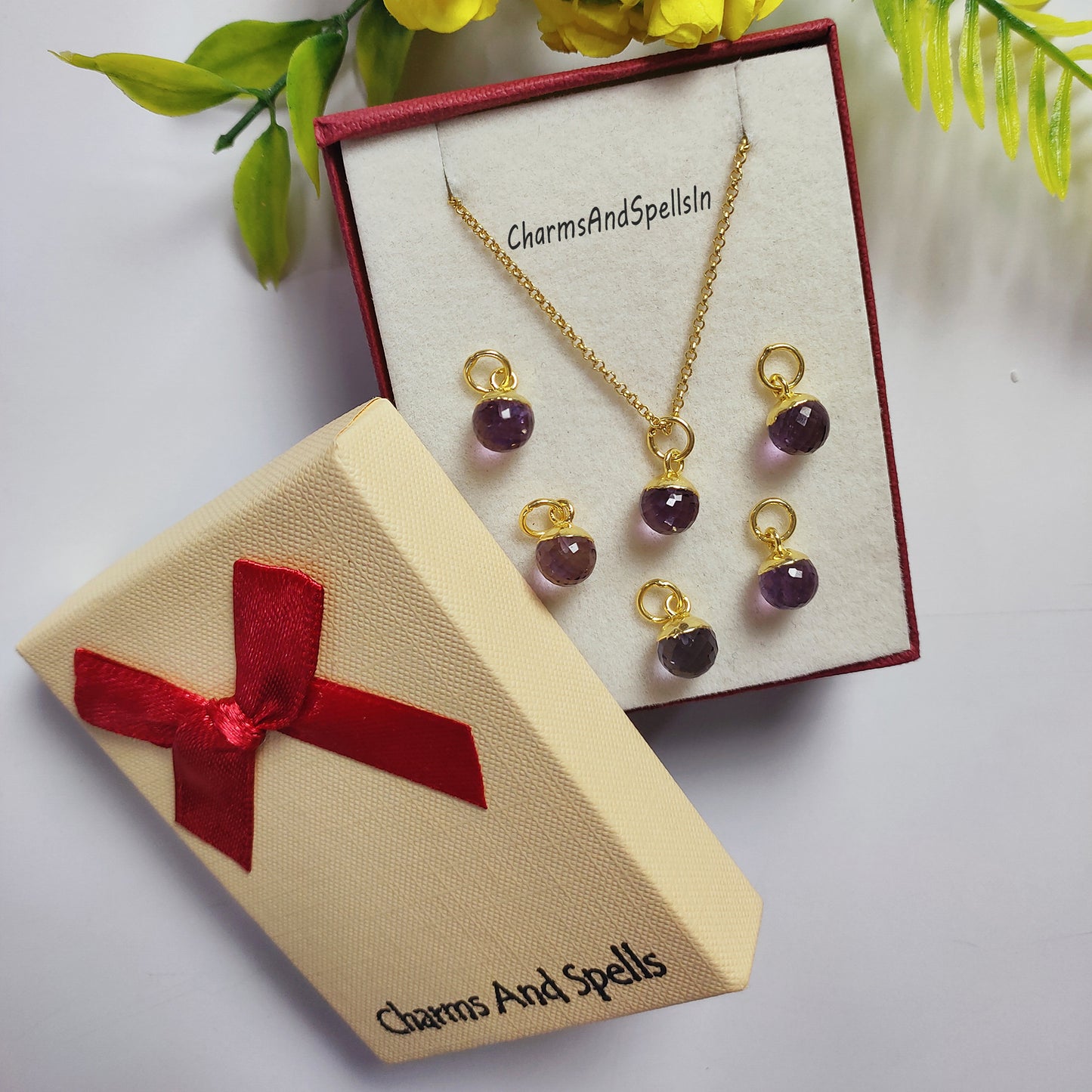 Unique Amethyst Ball Charm Necklace, Gold Electroplated, February Birthstone Necklace, Amethyst Jewelry, Bridal Necklace, Birthday Gift Idea