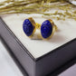 Blue Lapis Lazuli Evil Eye Stud Earrings | 925 Sterling Silver Handmade