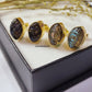 Natural Labradorite Evil Eye Stud Earrings | 925 Sterling Silver Boho Jewelry