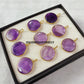 Natural Amethyst Coin Necklace, Birthstone Jewelry, Boho Amethyst