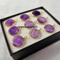 Natural Amethyst Coin Necklace, Birthstone Jewelry, Boho Amethyst