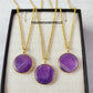 Natural Amethyst Coin Necklace, Birthstone Jewelry, Boho Amethyst