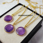 Natural Amethyst Coin Necklace, Birthstone Jewelry, Boho Amethyst