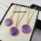 Natural Amethyst Coin Necklace, Birthstone Jewelry, Boho Amethyst