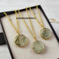 Genuine Prehnite Necklace, Handmade Gold Plated Jewelry, Green Gemstone