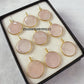 Natural Rose Quartz Necklace, Geometric Gemstone Jewelry, 14K Gold Plated
