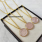 Natural Rose Quartz Necklace, Geometric Gemstone Jewelry, 14K Gold Plated