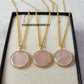 Natural Rose Quartz Necklace, Geometric Gemstone Jewelry, 14K Gold Plated