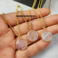 Natural Rose Quartz Necklace, Geometric Gemstone Jewelry, 14K Gold Plated