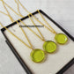 Peridot Quartz Necklace, August Birthstone Jewelry, Round Coin Pendant