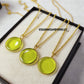 Peridot Quartz Necklace, August Birthstone Jewelry, Round Coin Pendant