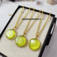 Peridot Quartz Necklace, August Birthstone Jewelry, Round Coin Pendant