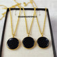 Black Onyx Circle Pendant Necklace, Minimalist 14K Gold Jewelry