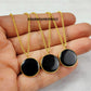 Black Onyx Circle Pendant Necklace, Minimalist 14K Gold Jewelry
