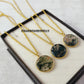 Moss Agate Pendant Necklace, 14K Gold Plated Chain, Boho Jewelry